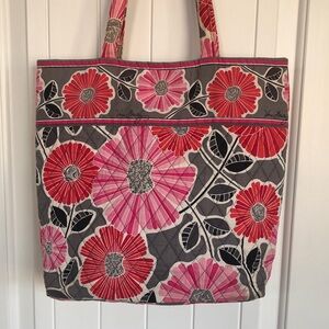 Vera Bradley Cherry Blossoms Gray Multi Quilted Commuter Tote